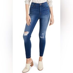Madewell Ripped 10" High Rise Skinny Jeans Blue Size 10